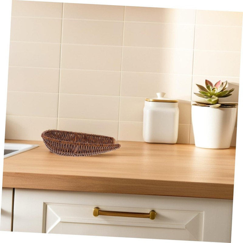 BIUDECO Handwoven Rattan Look Basket Multi-purpose Bread Fruit Basket Tabletop