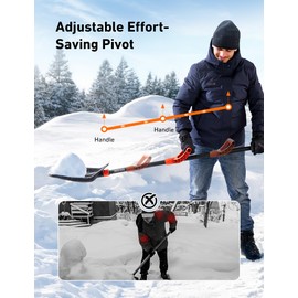 AstroAI AstroAI 62" Heavy-Duty Snow Shovel with Adjustable Ergonomic D-Shape Handle, 17-Inch Wide Snow Shovel for Car with Reinforced Aluminum Metal Blade, Easily Remove Heavy Snow from Car, Driveway, Yard