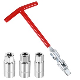 4Pack Spark Plug Socket Wrench Set, T-Handle 16mm (5/8") 21mm (13/16") 18mm (45/64") Universal Spark Plug Wrench Sockets, Installation Removal Tool Kit for Motorcycles Lawn Mowers Small Vehicles