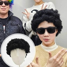 Four-cut bomb bobby hair wig black funny karaoke bobgeul (KYR-WFIIY45) / 네컷 폭탄 뽀글머리 가발 블랙 웃긴 노래방 뽀글이 (KYR-WFIIY45)