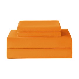 Twin XL Sheet Sets, Orange Cooling Hypoallergenic Wrinkle Free Bed Sheets Microfiber Dorm Bedding Set Extra Deep Pocket Sheets & Pillowcases Soft Elegant Comfort Oeko-Tex Summer Bedsheets