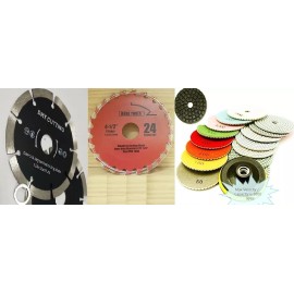 Roxx Tools 4" Diamond Granite Marble Polishing Pad 9 + granite concrete wood cutting blade