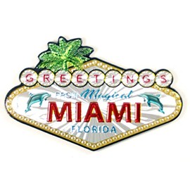 Miami Florida Greetings Sign Foil Magnet 4.25" x 2.75" x 0.125"
