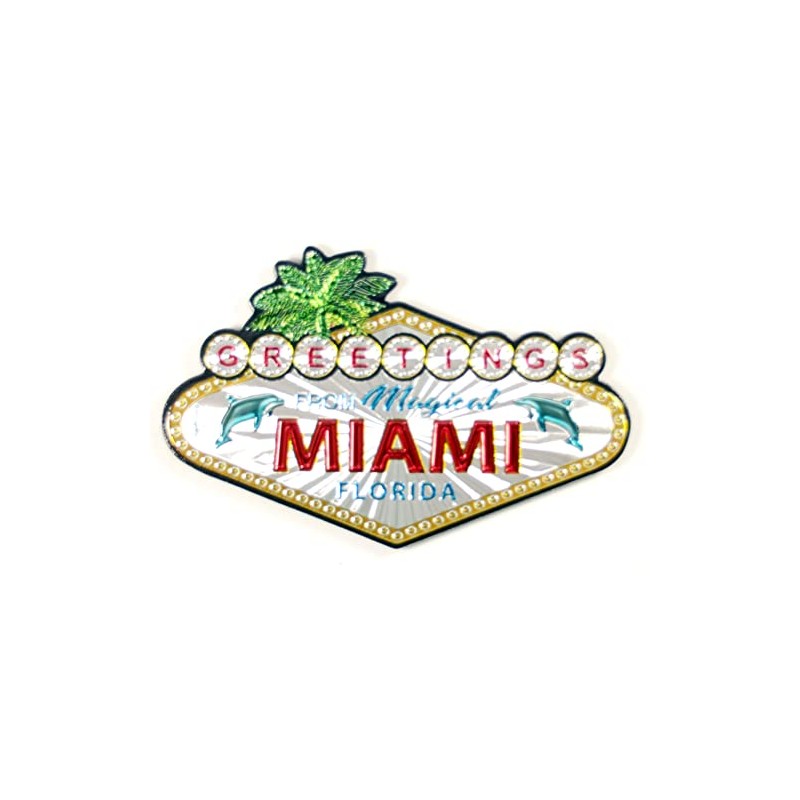 Miami Florida Greetings Sign Foil Magnet 4.25" x 2.75" x