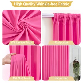 40x10FT Hot Pink Backdrop Curtains for Wedding Parties, Wrinkle Free Polyester Photography Backdrop Drapes for Wedding Baby Shower Birthday Parties Stage Background Stand Decorations 4x10ft,10 Panels
