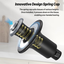 VEHHE Paper Towel Holder Countertop with Unique Damping Spring Structure for One-Handed Tearing, Stainless Steel Paper Towel Holder with Weighted Base and Suction Cups for Kitchen Bathroom, Silver