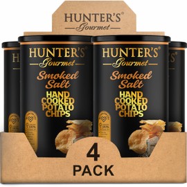 Hunter's Gourmet Premium Cholesterol Free Chips | Naturally Gluten-Free | No Artificial Colors or Preservatives | Made in a Nut-Free Facility | Smoked Salt | Hand-Cooked Snacks | Pack of 4 | 150g