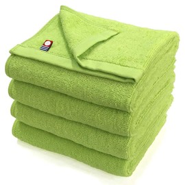 Imabari Towel, Commercial Use, Face Towel, 4-Piece Set, M-Color, 13.4 x 33.9 inches (34 x 86 cm), For Beauty Salon Use, All 100 Colors, Lightweight and Thin (No.32 Lime) mc-ft4
