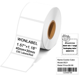 1.57x1.18 (40x30mm) Rectangular Thermal Labels for M/M110/M108/M220/M260/T50M Label Makers, Self-Adhesive Stickers for 4X6 Thermal Printer Labels, Small Business Barcode & Packag, 230pcs/Roll, White