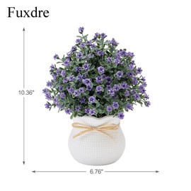 Fuxdre Small Fake Plants, 2 Pack Potted Artificial Plant for Indoor Decor, Artificial Plants Flowers for Shelf Decor and Bathroom Plants Decor Livingroom Table and Office Desk(Purple & White)
