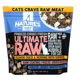 Nature's Diet Ultimate Raw® Cat Kibble with Freeze-Dried Raw Whitefish, Duck Liver, Bone Broth, Herring & Superfoods