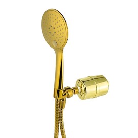 Crystal Quest Luxury Handheld Shower Power Filtration System - Gold - BPA Free | 1.25-2.5 GPM | Reversible Cartridge | Great for Dechlorination