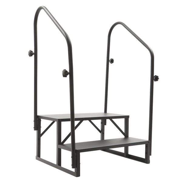 WUSILILU 2-Step Stairs Steps,Outdoor Mobile Home RV Steps w/Handrail, Stairs