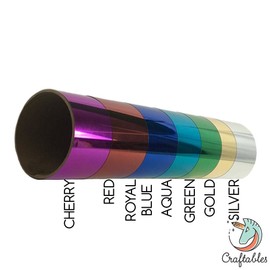 Craftables Aqua Foil Heat Transfer Vinyl for Craft Cutters - (5) Reflective 9.8" x 12" Sheets