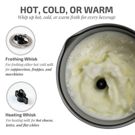 Ovente Electric Stainless Steel Milk Frother and Steamer, Portable Non Stick Milk Warmer Auto Shut-Off Function Hot and Cold Foam Perfect for Coffee Latte Cappuccino Hot Chocolate, White FR1208W