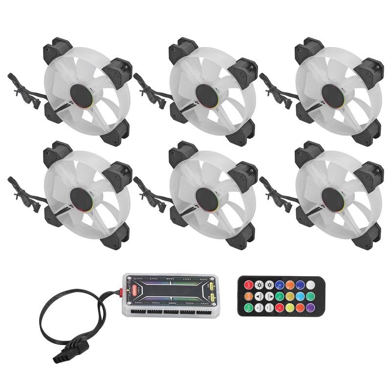 6pcs Computer Case Fan 120mm Ultra Quiet Adjustable Color RGB