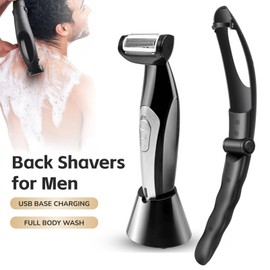 Yoidesu Men's, Body Groomer with Adjustable Extreme Reach Handle, Wet/Dry Use, Back Hair Remover