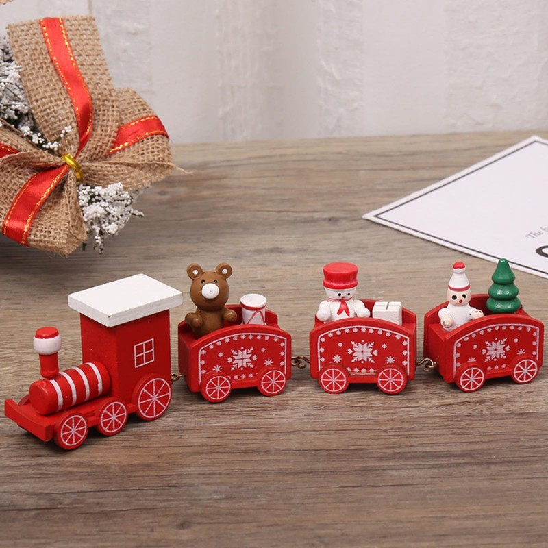 1 PC Christmas Train, Painted Wooden Christmas Train Decoration, 4