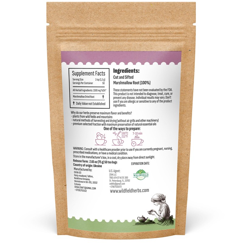 50 Bags Dried Marshmallow Root Tea Marshmallow Root Herb Herbal