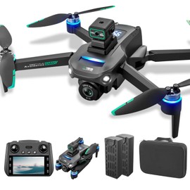 Drones With Camera for Adults 4K, Remote Contorl with Large Screen, FPV Drone with 50mins Flying Time, Auto Return GPS Drone，360° Obstacle Avoidance Drone for Beginner, extra 8G SD Card Included.