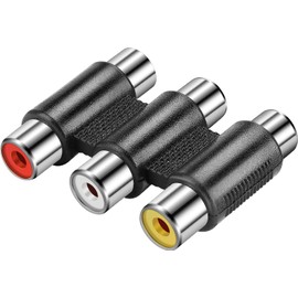 SAISN 3-RCA Female to Female Coupler Audio Video 3-RCA Jack to 3-RCA Jack Adapter Nickel Plated RCA Connector Converter RCA Cable Extender Jointer Red White Yellow
