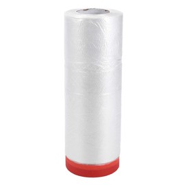 HOPESPANNER Pre-Taped Masking Film Plastic Cover PE Film Masking Paper 1 Pc 1500x180cm / 49.21ftx70.87" White Red