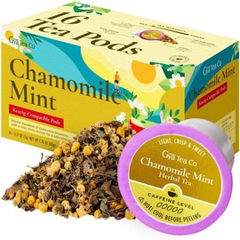 Gya Tea Co Chamomile Mint Herbal Tea K Cups for Keurig - Caffeine-Free Smooth Tea K Cups for Keurig - Kickstart the Day with Tea Pods for Keurig - Herbal Tea K Cup Tea Pods for Keurig 2.0 & 1.0