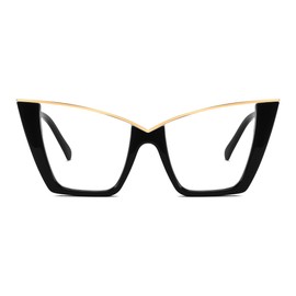 FEISEDY Fashion Cat Eye Blue Light Blocking Glasses for Women Fake Retro Eyeglasses Oversized Stylish Eyewear Frame B0240
