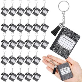 Sureio 30 Pcs Back to School Keychain Gifts Bulk Composition Book Notebook Teacher Thank You Gifts for Preschool Party Favor(Composition Book)