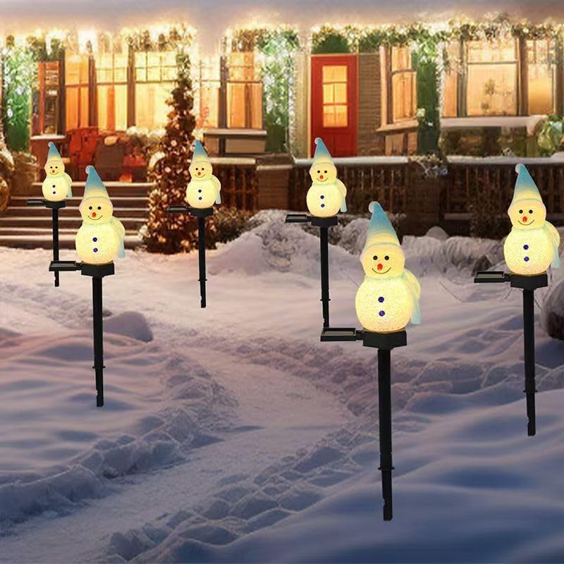 YZYOE 2 Pack LED Solar Powered Rice Grains Snowman Ground