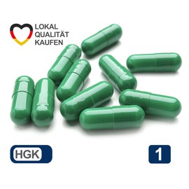 Empty Capsules Hard Gelatine HGK Size 1 Green (Tasteless) Empty Capsules for Filling Pack of 2,000