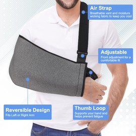 Fasola Arm Sling Shoulder, Adjustable Arm Strap with Breathable Mesh for Men and Women, Shoulder Loop for Broken Wrist, Elbow, Arm, Dislocated Shoulder - L