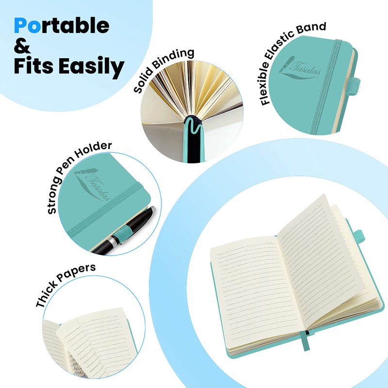 Tasalas Pocket Notebook Portable A6 Notebooks with Inner Pocket and