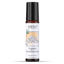 HBNO Organic Frankincense Essential Oil Roll-On - 1/3 oz (10 ml) Travel Size - USDA Certified Organic Frankincense and MCT Oils - Perfect for traveling, Aromatherapy, massage, perfumes, moisturizer.