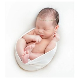 Ederafoto 3Pcs Newborn Photography Props Baby Photoshoots Photo Posing Wraps Backdrops with Headband Stretch (Wrap + Backdrop + Headband, Off-White)