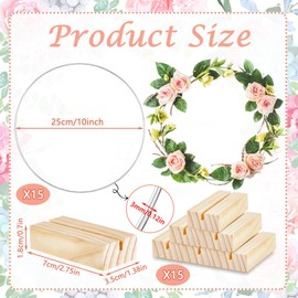 15 Pcs Floral Hoop Centerpiece for Table Metal Hoop Centerpiece with Stand Arch Round Centerpiece Table Decorations Flower Wreath Metal Rings for Crafts DIY Wedding Event Party Decor (Silver, 10 Inch)