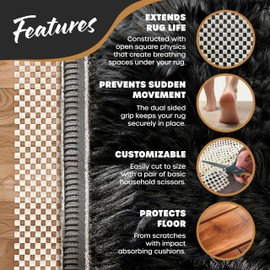 Nevlers 4'x6' White Non Slip Rug Pads | PVC Foam Rug Gripper for Hardwood Floors | Customizable Open Weave Area Rug Pad & Carpet Pad Design| Anti Skid Rug Gripper Pad | Rug Stoppers to Prevent Sliding