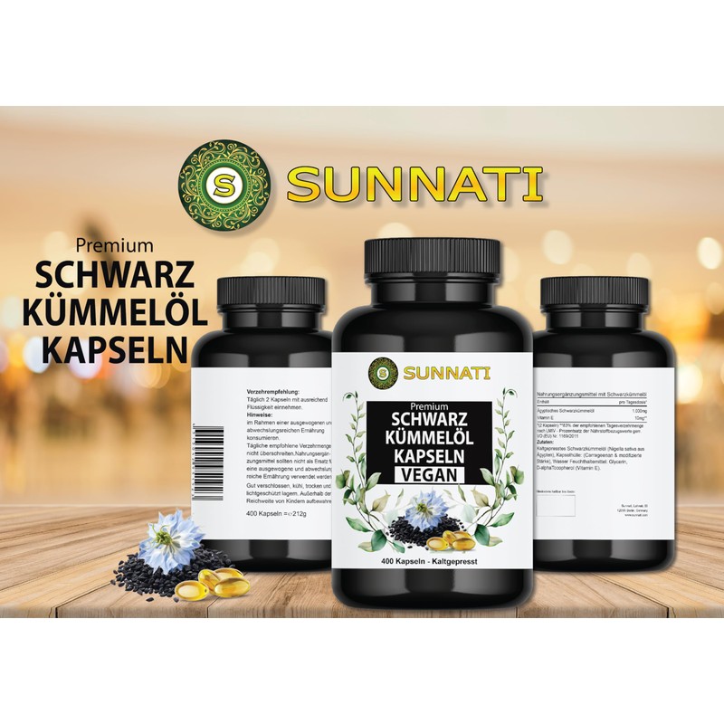 Sunnati - 400 Black Cumin Oil Capsules Vegan - 1000