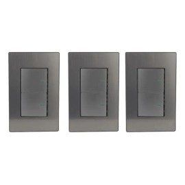 Placa Sanelec Con Apagador Sencillo Y Escalera Paquete 3 Pz Gris