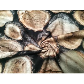 HomeBuy WOOD LOG Stump Upholstery Curtain Cotton Fabric Material wooden logs print - digital print fabric canvas 280cm extra wide - sold by the Metre