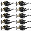 Hasmikit 10 Pack Matte Black Door Handles Privacy Door Levers,