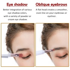 Vtrem 4PCS Portable Makeup Brush Set 4 in 1 Flat Powder Brush Makeup Kabuki Brushes for Eyebrow, Eyeshadow, Foundation, Blush, Concealer Contour, Make Up Brushes Set Gift for Women