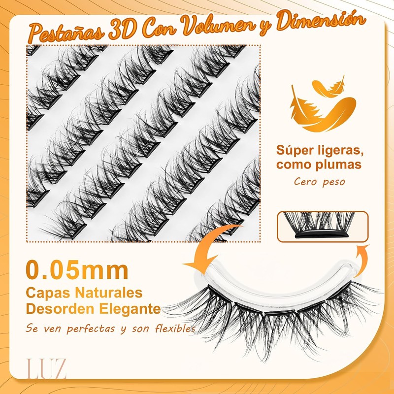Extensiones de Pestañas 3D Pestañas Voluminosas Alargadoras Material Suave Ideal