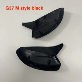 MRD for Infiniti G37 M Style Car Rearview Mirror Cover Mirror Caps Black Carbon Fiber Replaced PiecesSpecification: black, Position: left and right