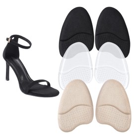 WOOXDYUK 3 Pairs Metatarsal Pads for Women, Forefoot Pads for Women, Anti-Slip Foot Pads for Open Toe Shoes, Bunion Cushion, Shoe Pads, Heel Pads, 3 Colors