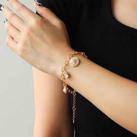 YANCHUN Charm Bracelets for Women Shell Starfish Heart Bracelet Jewelry Beach Vacation Outfits Summer Dresses for Women 2024 Trendy Pearl Bracelet Gifts for Teen Girls