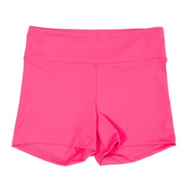 Destira Girls Gymnastic High Waisted Shorts, Neon Pink - Compression Athletic Performance Sport Shorts, Ideal for Gymnastics, Practices, Dance, Cheer, Tumbling, and More, Child XS (5X)