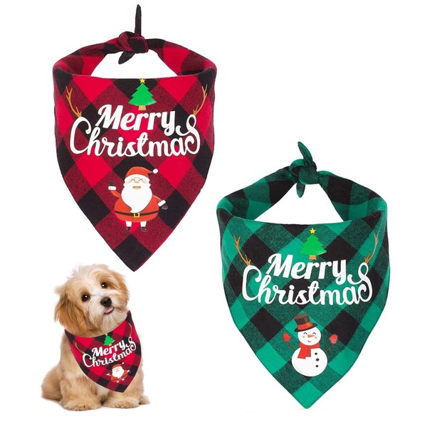 Pack of 2 Christmas Pet Scarf, Christmas Dog Neckerchief, Dog