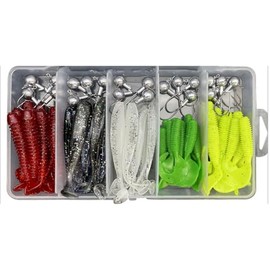 FOLANDO 81pcs Fishing Soft Lures kit, Fishing Weights Jig Heads Hooks Fishing Lures Fishing Baits Plastic Baits Kit For Bass Trout Redfish Saltwater Freshwater