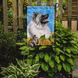 Caroline's Treasures SS4122GF Keeshond in Summer Flowers Garden Flag Mailbox Flag Decorative Yard Flag Banner Outside Patio Artwork Yard Flower Beds, Garden Size, Multicolor